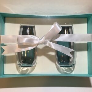 Tiffany & Co. Stemless Crystal Champagne Flutes New In Gift Box
